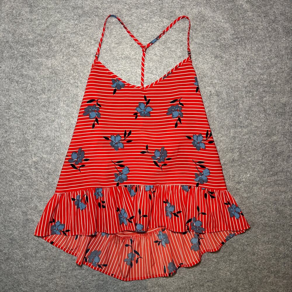 Abercrombie & Fitch Women XS Halter Top Floral Striped Red White